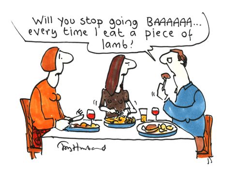 'Will you stop going BAAAAA every time I eat a piece of lamb!'