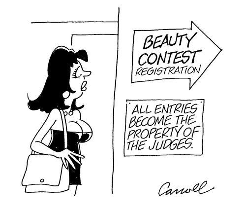 'Beauty Contest registration, all entries become the property of the judges'