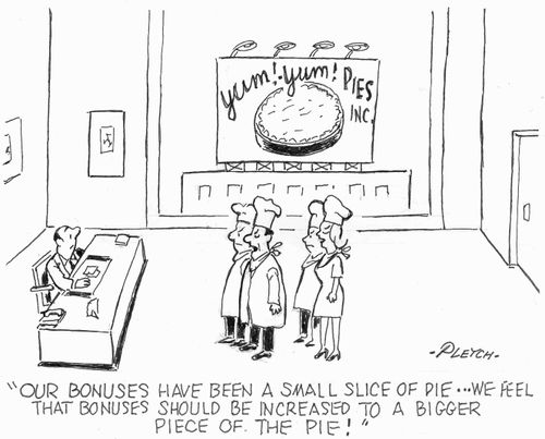 'Our bonuses have been a small slice of pie...we feel that bonuses should be increased to a bigger piece of the pie!'