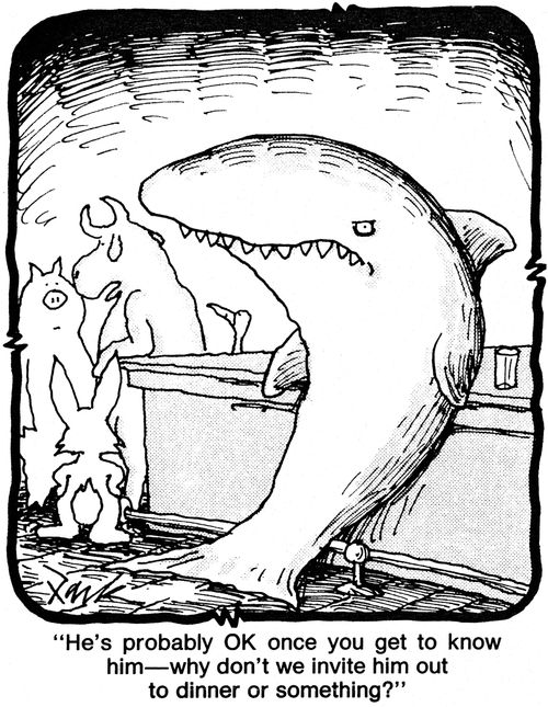 'He's probably OK once you get to know him - Why don't we invite him out to dinner or something?'