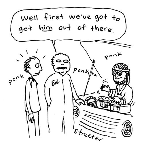 Auto Shop - First we've got to get him out of there.