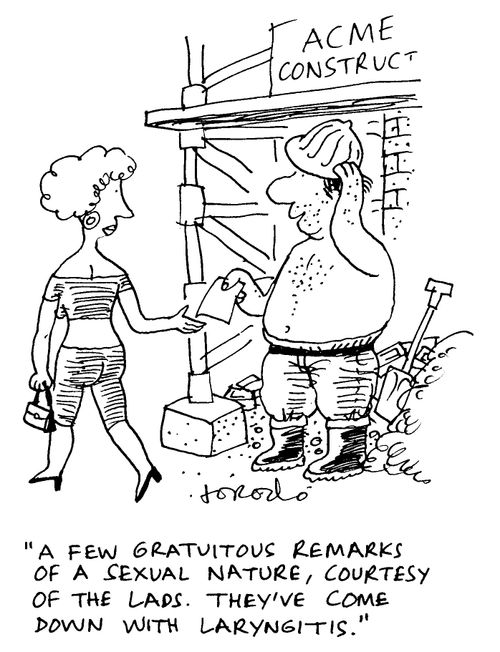 'A few gratuitous remarks of a sexual nature, courtesy of the lads. They've come down with laryngitis.'