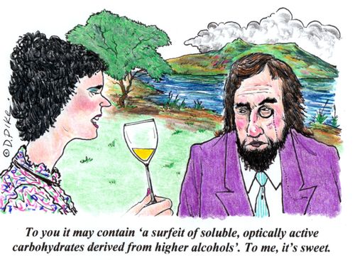 'To you it may contain 'a surfeit of soluble, optically active carbohydrates derives from higher alcohols'. To me, it's sweet.'