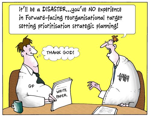 'It'll be a disaster...you've no experience in Forward-facing reorganisation target setting prioritisation strategic planning.'