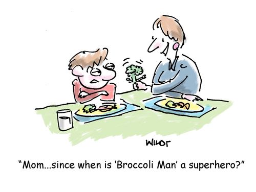 'Mom...since when is ‘Broccoli Man' a superhero?'