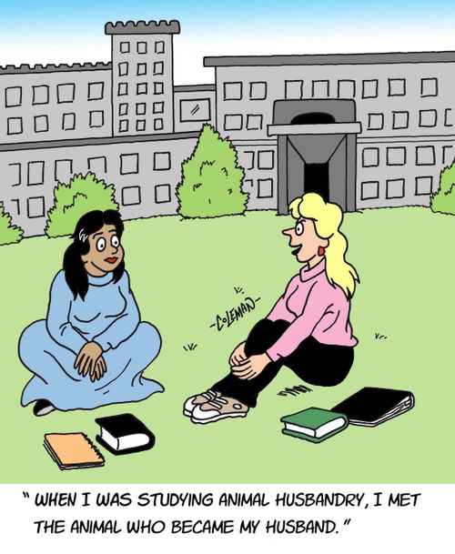'When I was studying animal husbandry, I met the animal who became my husband.'