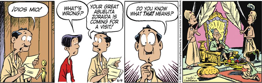 "Your great Abuelita Zoraida is coming for a visit! Do you know what that means?"