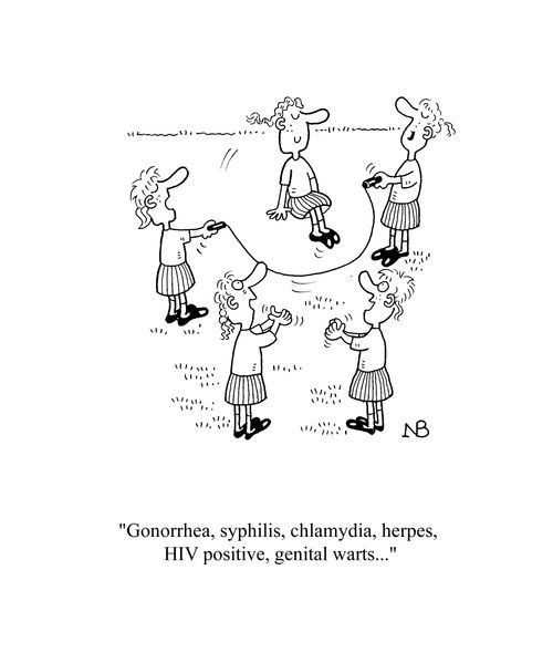 'Gonorrhea,syphillis,chlamydia,herpes,HIV positive,genital warts...'
