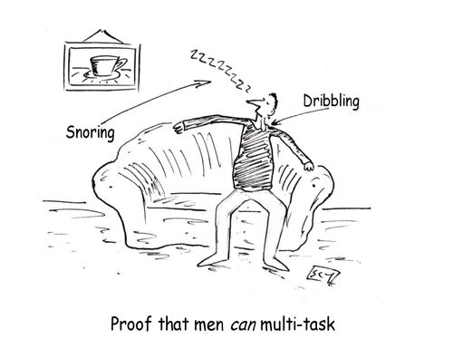 Dribbling and snoring - proof that men can multi-task.