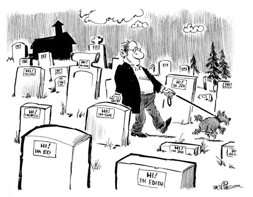 Tombstones with convention name tags