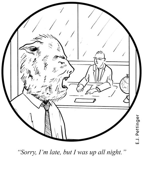'Sorry, I'm late, but I was up all night.'