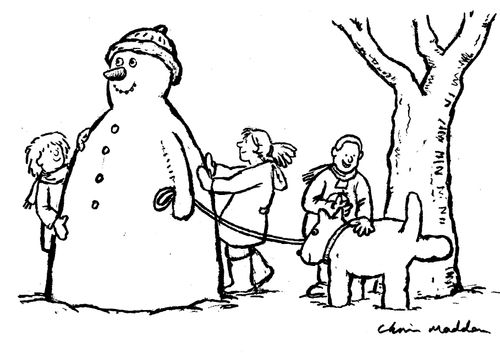Snowmans dog takes a leak