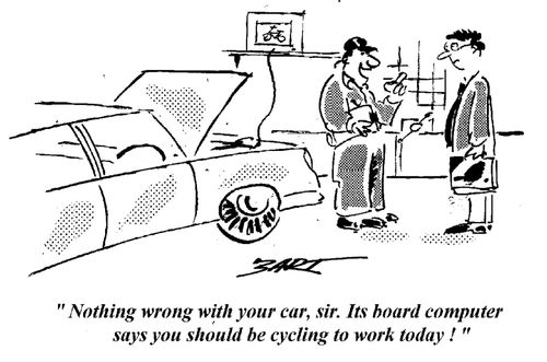 "Nothing wrong with your car, sir. Its board computer says you should be cycling to work today."