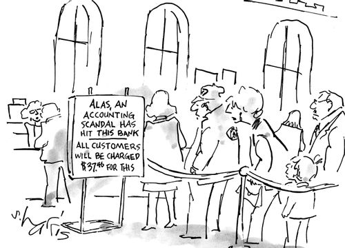 Alas, an accounting scandal has hit this bank - All customers will be charged $37 for this.