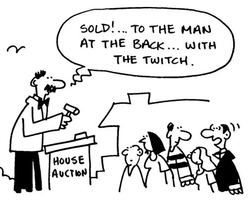 'Sold!...to the man at the back...with the twitch.'