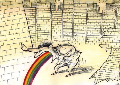 Man Spewing Out Rainbow