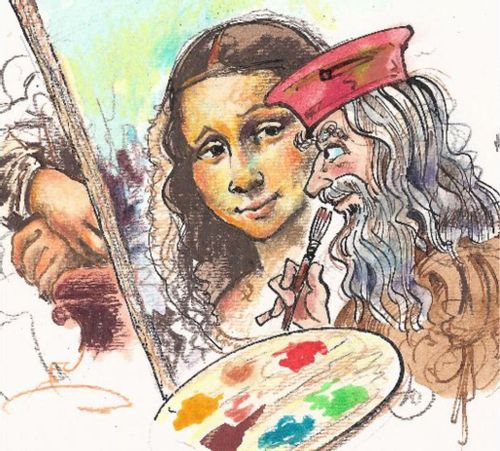 Painting Mona Lisa.