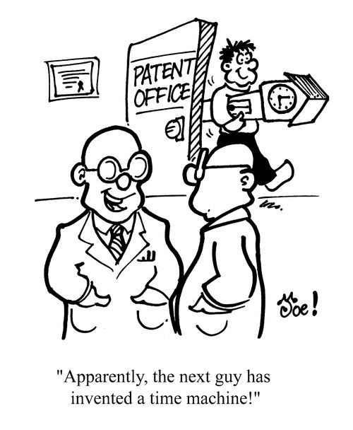 'Apparently, the next guy has invented a time machine!'