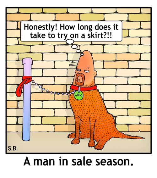 A man in sale season.