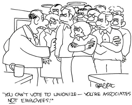 'You can't vote to unionize- you're associates, not employees!'