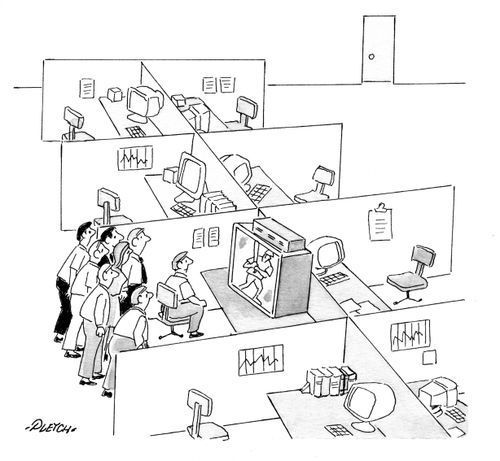 Colleagues Watching TV.