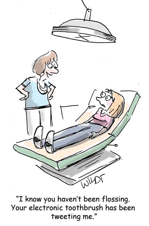 "I know you haven't been flossing. Your electronic toothbrush has been tweeting me."