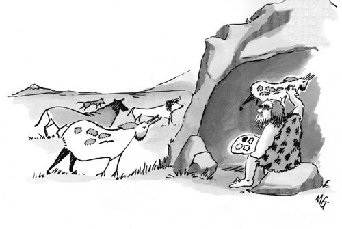 Neanderthal paints animals.