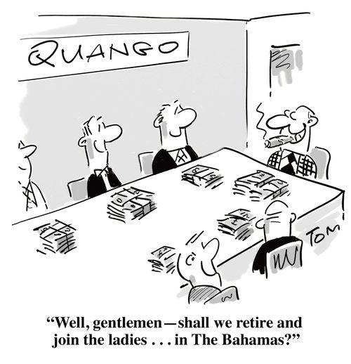 'Well, gentlemen - shall we retire and join the ladies. . . in the Bahamas?'
