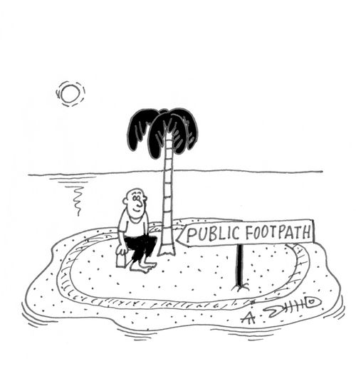 Public footpath on a desert island.