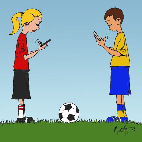 Soccer kids texting