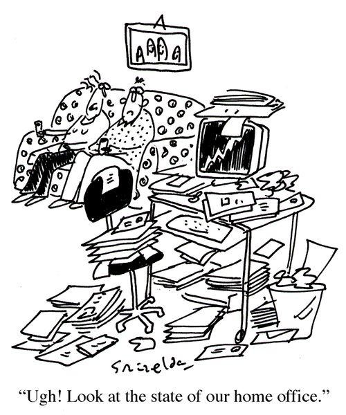 'Ugh! Look at the state of our home office.'