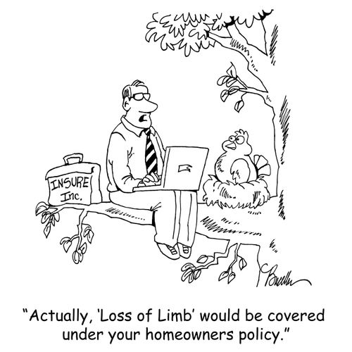 "Actually, 'Loss of Limb' would be covered under your homeowners policy."