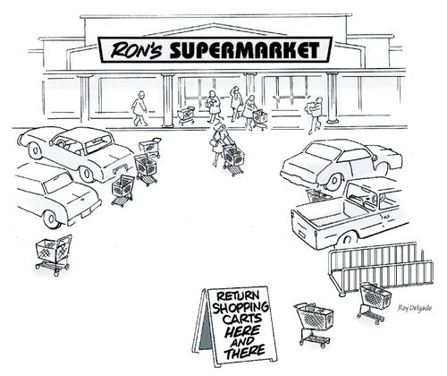'Return shopping carts here and there.'