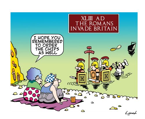 The Romans invade Britain.
