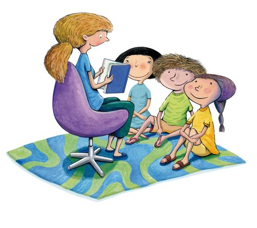 Teacher reading.