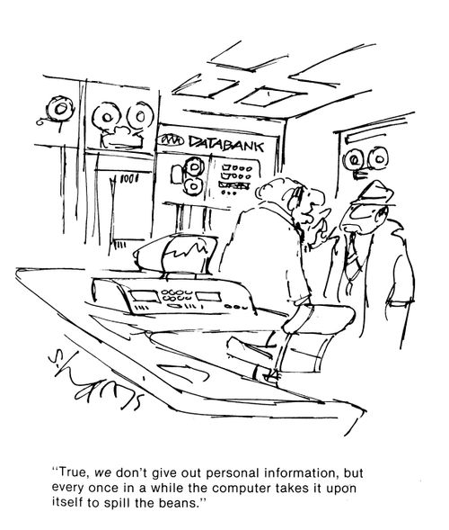 'True, we don't give out personal information, but every once in a while, the computer takes it upon itself to spill the beans.'