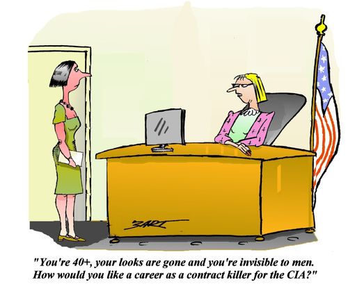 'You're 40+, your looks are gone and you're invisible to men. How would you like a career as a contract killer for the CIA?'