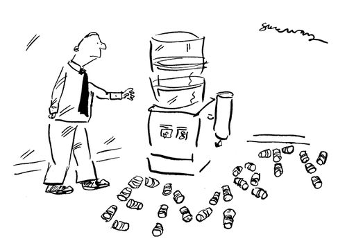 Empty water cooler.