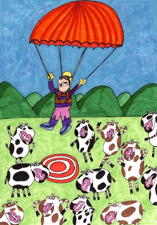 Parachute Landing in Field