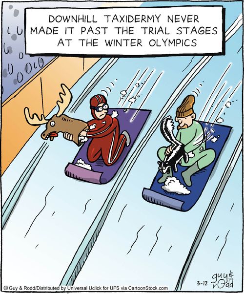 Downhill taxidermy never made it past the trial stages of the Olympics.