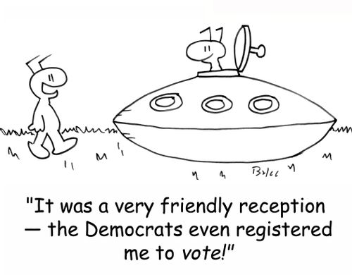 'It was a very friendly reception - the Democrats even registered me to vote!'
