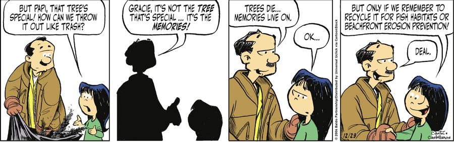 "But Papi, that tree's special! How can we throw it out like trash?"