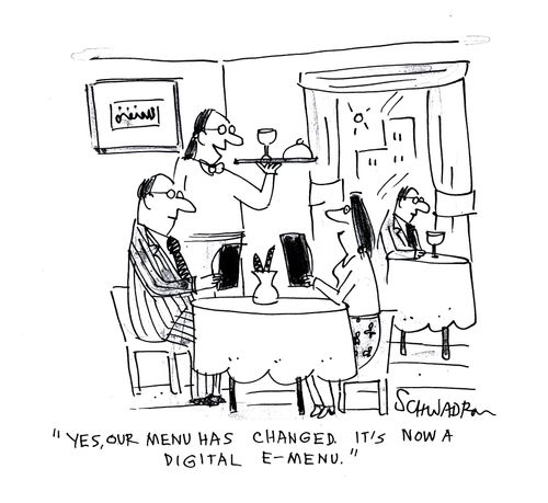 'Yes, our menu has changed. It's now a digital e-menu.'