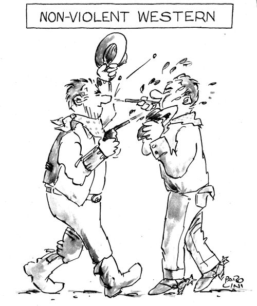 Non-violent Western (Cowboys with water pistols).