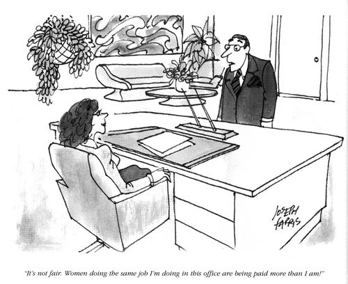 'It's not fair.  Women doing the same job I'm doing in this office are being paid more than I am!'