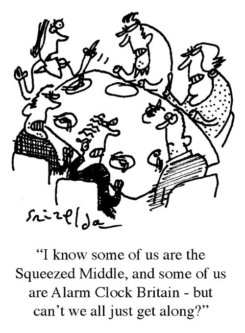 'I know some of us are the Squeezed Middle, and some of us are Alarm Clock Britain - but can't we all just get along?'