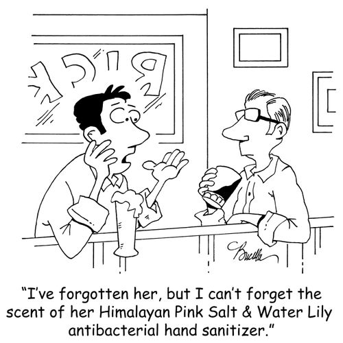 "I've forgotten her, but I can't forget the scent of her Himalayan Pink Salt & Water Lily antibacterial hand sanitizer."