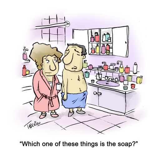 'Which one of these things is the soap?'