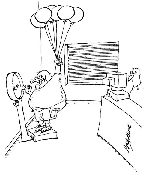 Using balloons to weigh less.