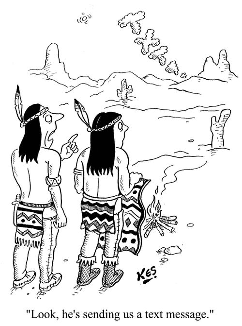 'Look, he's sending us a text message.'